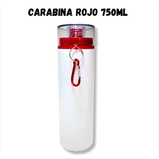 Botellita Deportiva 750ml Carabina Rojo Tapón Transparente