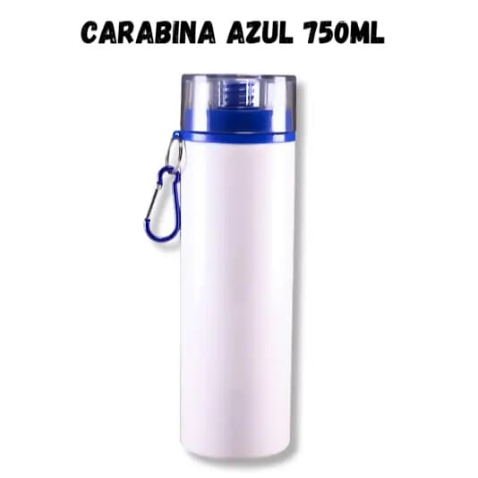 Botellita Deportiva 750ml Carabina Azul Tapón Transparente