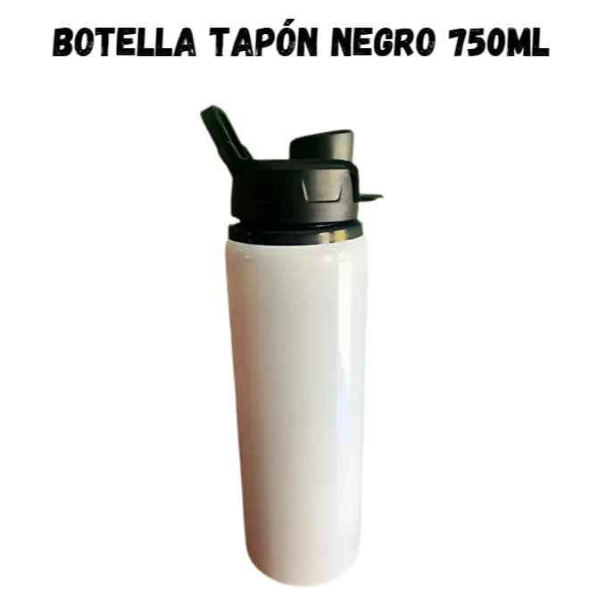Botellita Deportiva 750ml Tapón Negro