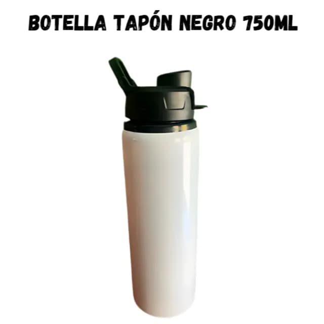 Botellita Deportiva 750ml Tapón Negro
