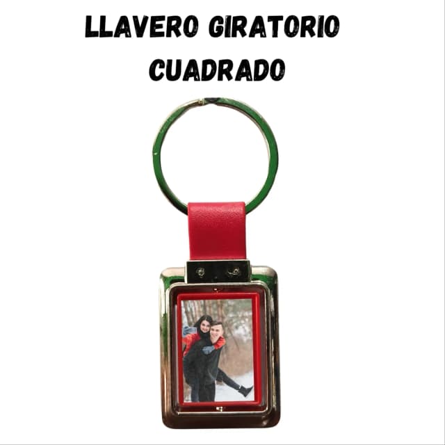 Llavero Giratorio Rectangular Rojo