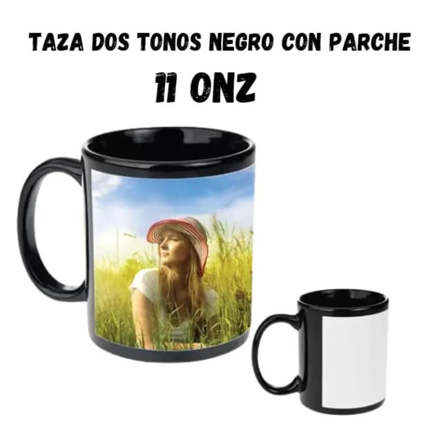 Taza Dos Tonos Negro Con Parche 11onz