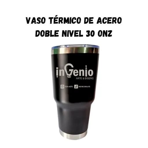 Laser Vaso Térmico de Acero doble nivel 30 ONZ Negro